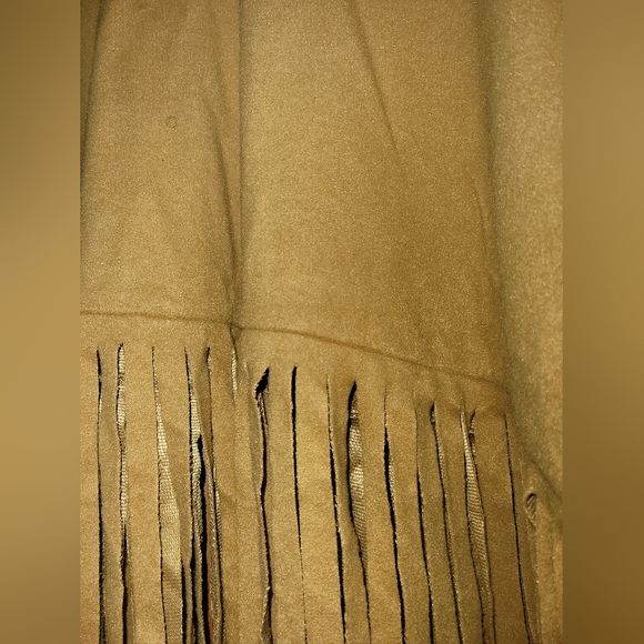 Fringe Poncho w/Button Sleeves - Camel, Sz: L/XL - Picture 3 of 5